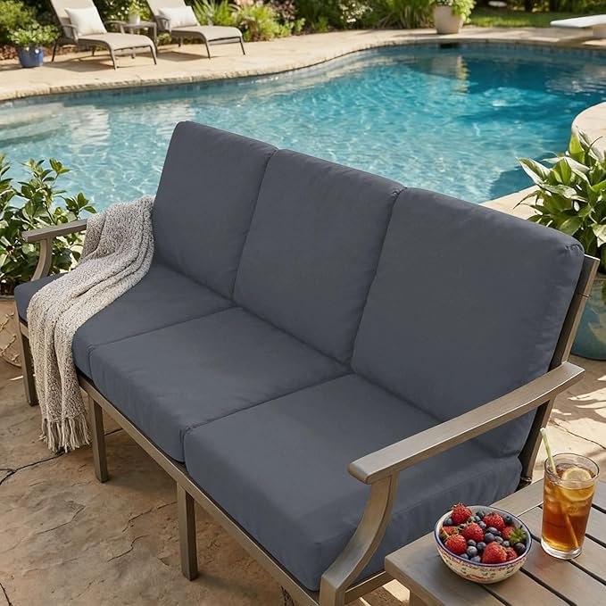 hyha Milk Silk Couch Cushion Covers, Soft Magic Sofa Covers Washable for Cushion Couch, Stretch Sectional Outdoor Cushion Covers for Patio Furniture with Elastic Bottom(Small, Dark Gray)
