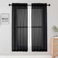OWENIE Black Sheer Curtains 68 Inch Length 2 Panels Set for Bedroom Living Room, Light Filtering Voile Sheer Curtains, Airy Rod Pocket Farmhouse Curtain, Black, Each 42Wx68L inch