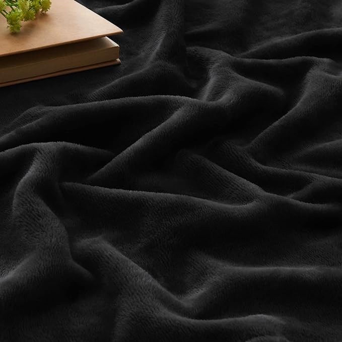 BEDELITE Fleece Blanket Black Full Blankets for Couch & Bed, Luxury Plush Cozy Fuzzy Blanket 84" x 90", Super Soft Warm Lightweight Throw Blanket for Travel Camping