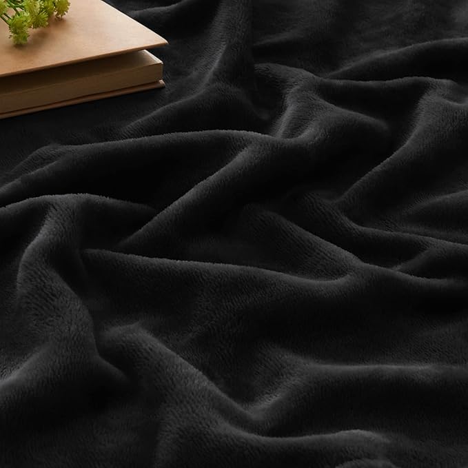 BEDELITE Fleece Blankets Queen Size for Bed, Luxury Plush Cozy Fuzzy Black Blanket 90x90 Inches, Super Soft Warm Lightweight Throw Blanket All Seasons Suitable