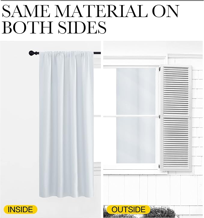 NICETOWN Greyish White Window Curtain Panels - Thermal Insulated Rod Pocket Room Darkening Curtain Sets for Bedroom (Platinum - Greyish White, 2 Panels, 42 by 54)