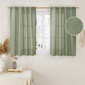 LAMIT Kitchen Linen Curtains 40 Inch Length 2 Panels, Sage Green Semi Sheer Light Filtering Panels Back Tab and Rod Pocket Neutral Drapes for Basement/Window/Loft Room, 34 x 40 Inch
