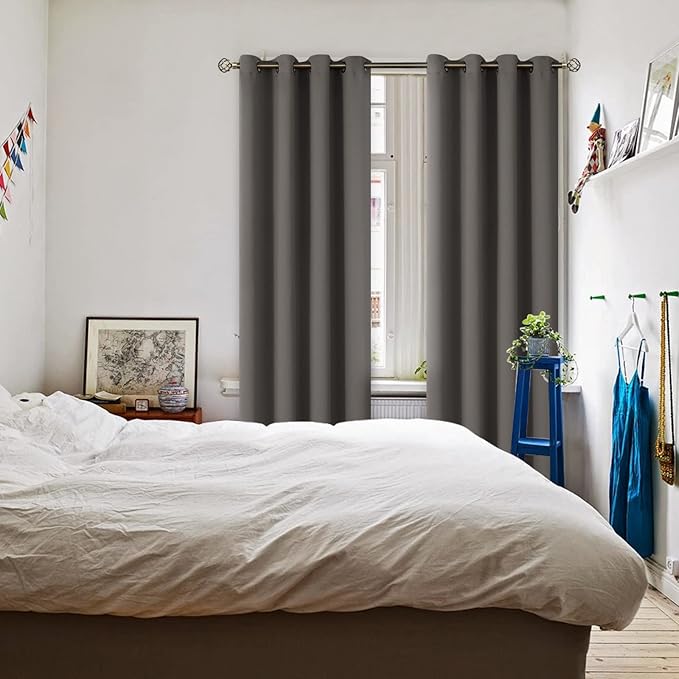 BGment Blackout Curtains - Grommet Thermal Insulated Room Darkening Bedroom and Living Room Curtains, Set of 2 Panels (52 x 120 Inch, Grey)