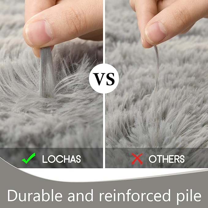 LOCHAS Ultra Soft Indoor Modern Area Rugs Fluffy Living Room Carpets for Children Bedroom Home Decor Nursery Rug 5x8 Feet, Gray