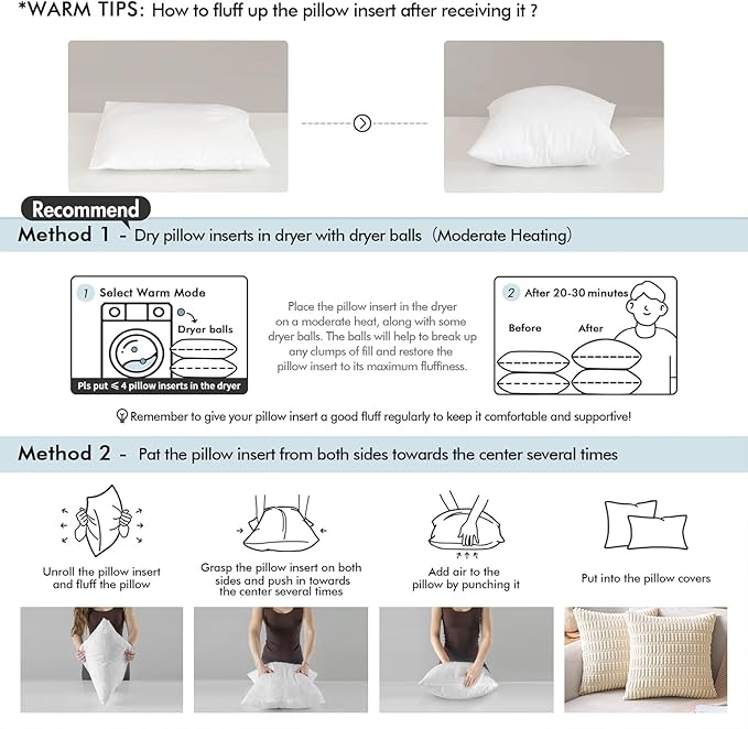 MIULEE 22x22 Pillow Inserts,Set of 4 100% Virgin Microfiber with Cotton Cover Throw Pillows for Couch Sofa and Bed