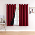 ChrisDowa 100% Blackout Curtains for Bedroom with Black Liner, 2 Thick Layers Total Blackout Thermal Insulated Grommet Window Curtains 2 Panels Set (Burgundy, 52 x 45 Inch)