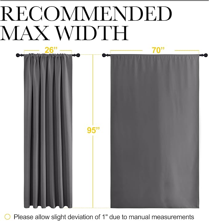 NICETOWN Blackout Curtain Panels for Window - Thermal Insulated Rod Pocket Blackout Drapes/Draperies for Dining Room (2 Panels, W70 x L95 inches, Grey)