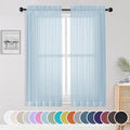 OWENIE Sheer Curtains 63 inch Length 2 Panels Set, Light Weight Soft Solid Fimly Sheer Curtains for Basement Bedroom Living Room, Light Filtering Airy Voile Sheer Curtain with Rod Pocket, 42Wx63L inch