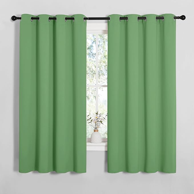 NICETOWN Froest Green Blackout Curtains 68 inches Length for Living Room, 2 Panels, 55" Wide, Thermal Insulated Decoration Drapes for Bedroom Window