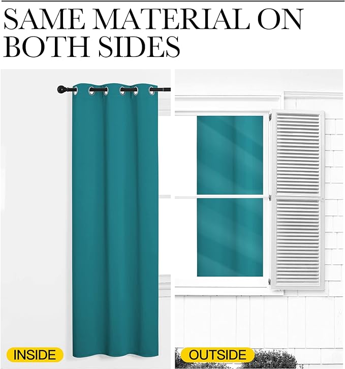 NICETOWN ROM Darkening Curtains 40 inch Length 2 Panels, Thermal Insulated Grommet Blackout Curtains for Modern Casual Elegant Bedroom Kids Room Theme Decoration (Peacock Teal, 2 Pieces, W42)