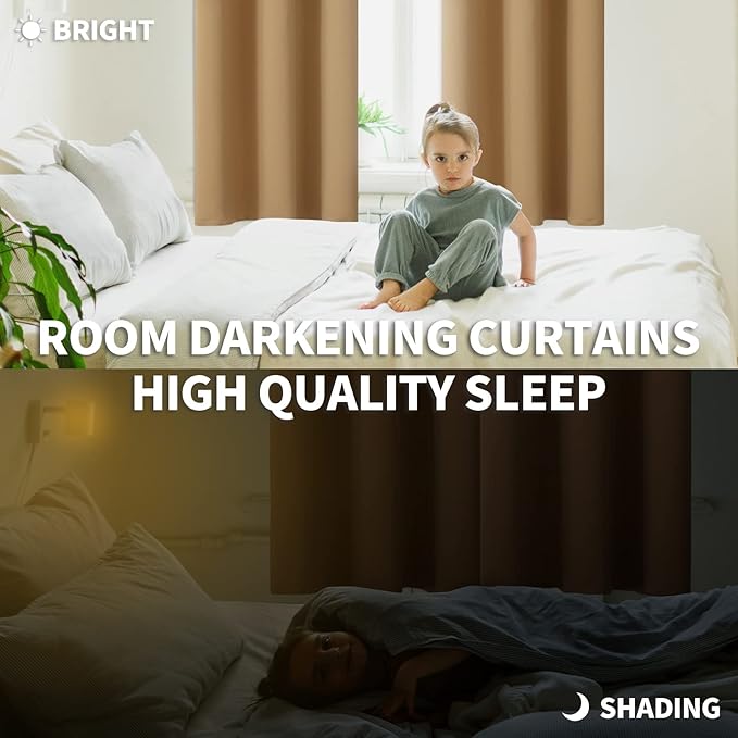 BGment Blackout Curtains for Living Room - Grommet Thermal Insulated Room Darkening Curtains for Bedroom, 2 Panels of 42 x 63 Inch, Khaki