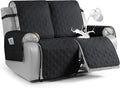 VANSOFY Waterproof Recliner Couch Covers, Sofa Covers 1-Piece Washable Reclining Sofa Cover Non-Slip Furniture Protector with Elastic Straps Pocket for Dogs, Pets(Black,2 Seater)
