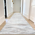 KOZYFLY Modern Abstract Kitchen Runner Rug, 2.6x12 Washable Rug Runner Non-Slip Soft Striped Hallway Runner Rugs, Beige Print Carpet Runner for Entryway Bathroom Laundry Room Foyer