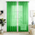 SpaceDresser Check Sheer Curtains 108 Inches 2 Panels Set, Rod Pocket Plaid Window Curtain for Living Room, Green Semi Sheer Drapes for Kitchen Bedroom Children Room Yard（Green, 52W x 108L）