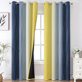 Estelar Textiler Navy Blue and Yellow Ombre Blackout Curtains 102 Inches Long for Bedroom, Thermal Insulated Full Room Darkening Grommet Gradient Drapes for Living Room, 52Wx102L, 2 Panels