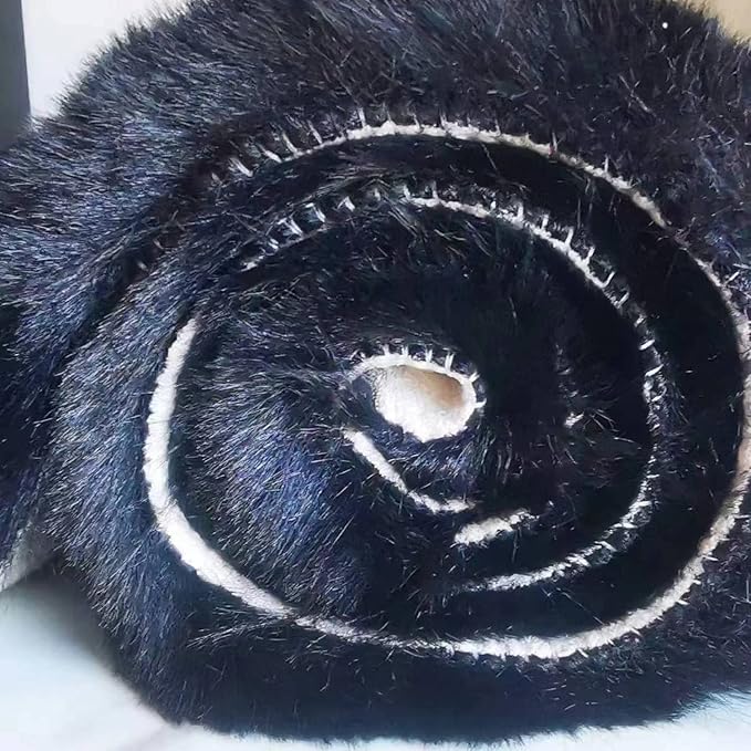 Ghouse Faux Rabbit Fur Round Rug 6ft Black Round Rugs for Bedroom Decor Fluffy Area Rugs for Living Room, no-Shedding Carpet Sheepskin Washable Rug Rome Decor