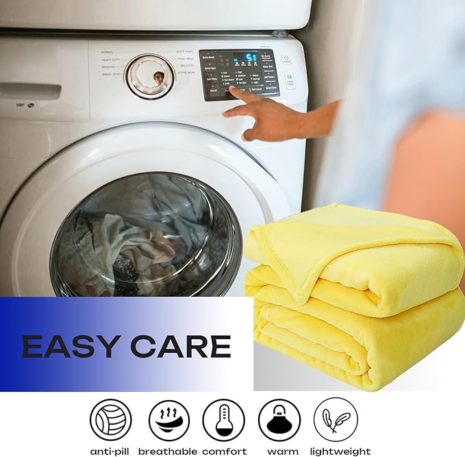JIAHANNHA Fleece Blanket Twin Size Yellow 60 by 80 Inches Throw Blankets for Couch Sofa Bed 280GSM,Super Soft Cozy and Luxury Bed Blanket for All Season