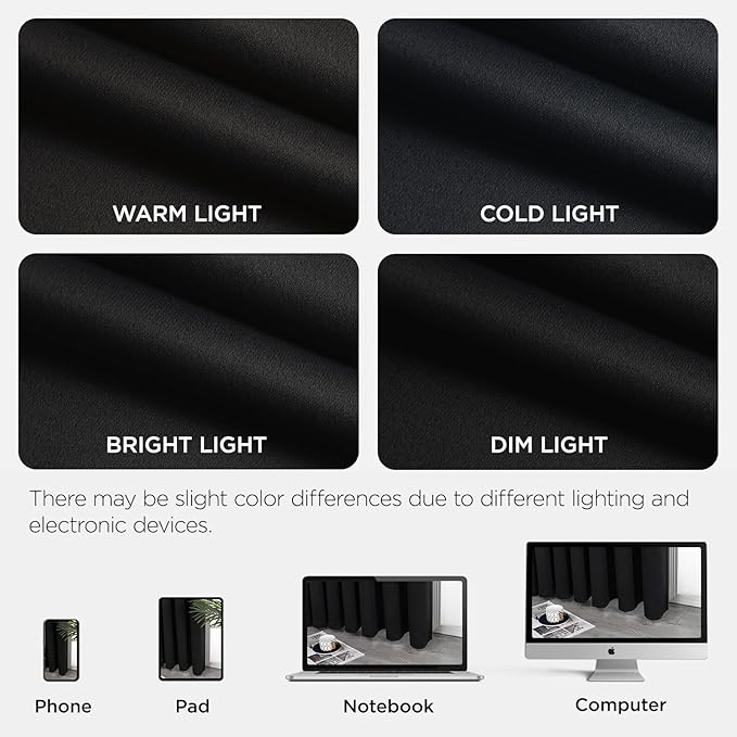 Joydeco Blackout Door Curtain for Doorway Privacy 108 Inches Long, Grommet Closet Curtain for Open Closet, Room Divider for Bedroom Living Room (Black, 52Wx108L, 1 Panel)
