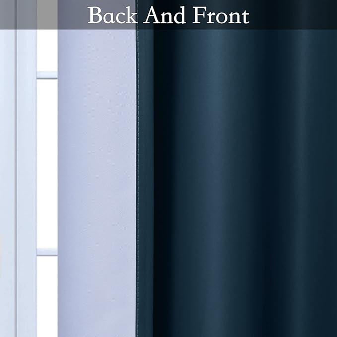 SimpleHome Ombre Curtains 52 x 84 Inch for Bedroom 2 Panels, Gradient Grey White to Navy Blue Light Blocking Thermal Insulated Grommet Room Darkening Window Curtain/Drapes for Living Room