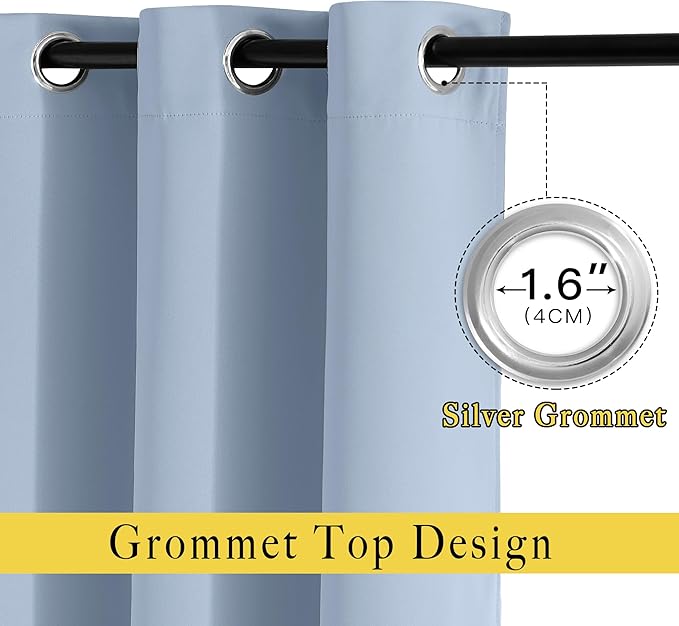 NICETOWN Blackout Curtains for Bedroom 63 inch Length 2 Panels - Window Treatment Thermal Insulated Solid Grommet Blackout for Living Room (52 by 63 Inch,Vintage Blue)