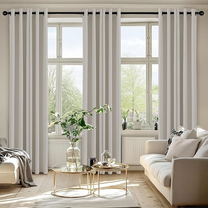 MIULEE Natural Blackout Curtains for Bedroom Living Room 84 Inches Long 2 Panels, Thermal Insulated Room Darkening Drapes Solid Grommet Noise Reduction Light Blocking Window Treatments 40x84 inch