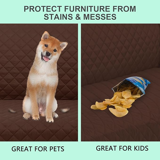 Reversible Oversized Sofa Covers Couch Cover Furniture Protector for Dogs Elastic Straps Water Resistant(XLSofa,Brown/Beige)