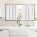 RYB HOME Cafe Curtains 24 inch Length, RV Curtains for Camper Windows, Mini Short Small Insulating Light UV Heat Blocking Privacy Half Window Tiers, Width 42 by Length 24, Pure White, 2 Panels