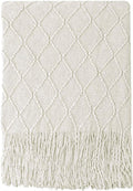 BOURINA Beige Throw Blanket 60x80 Inches Throw Textured Solid Soft Sofa Throw Couch Knitted Decorative Blanket