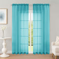 OWENIE Sheer Curtains 84 Inches Long 2 Panels Set, Sheer Turquoise Curtains for Living Room Bedroom 59 Inch Extra Wide, Modern Voile Filmy Rod Pocket Drapes, 2 Pcs, Each 59 W x 84L, Turquoise