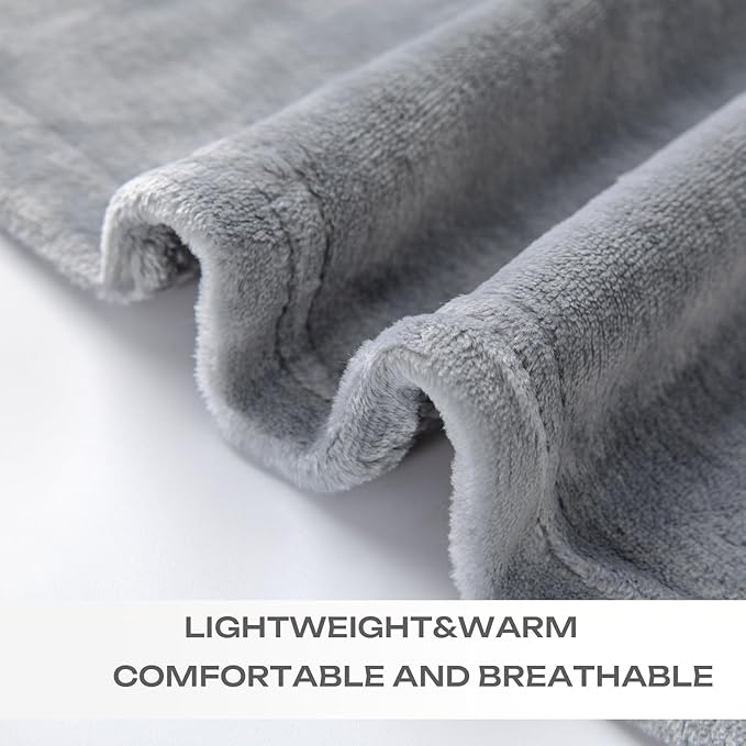 JIAHANNHA Fleece Blanket Twin Size Grey 60 by 80 Inches Throw Blankets for Couch Sofa Bed 280GSM,Super Soft Cozy and Luxury Bed Blanket for All Season