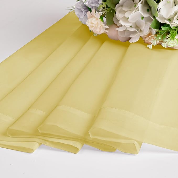 Chyhomenyc Mustard Yellow Short Sheer Curtains 30 inch Length, Light Filtering Half Window Curtians for Kitchen, Elegant Small Curtain for Basement Bathroom Cabinet, 42Wx30L inches, 2 Panels