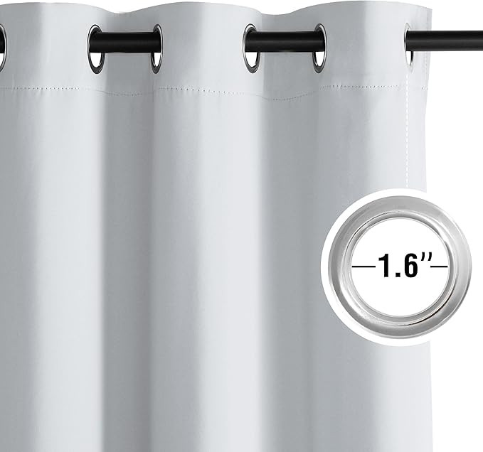 NICETOWN Room Darkening Draperies Curtains Panels, 2 Panels Greyish White W52 x L108
