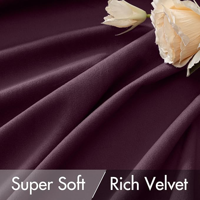 MIULEE Dark Purple Velvet Curtains 108 inches - Luxury Blackout Curtains for Bedroom Living Room Thermal Insulated Super Soft Window Drapes Rod Pocket & Back Tab, W52 x L108 inches, 2 Panels