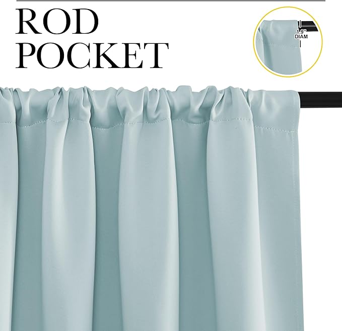 NICETOWN 2 Panels Blackout Curtains, Rod Pocket Thermal Insulated Curtains for Bedroom, Room Darkning Shading Blinds Modern Home Decoration for Living Room, Home Office, W42 x L63 in, Aqua Green
