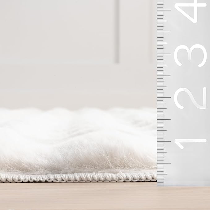 nuLOOM 5' x 8' Cozy Plush SuperiorWash Area Rug, Machine Washable, Non-Slip, Soft Fluffy Shag Carpet for Living Room Bedroom Kids Room Nursery Home Decor, Jeni White