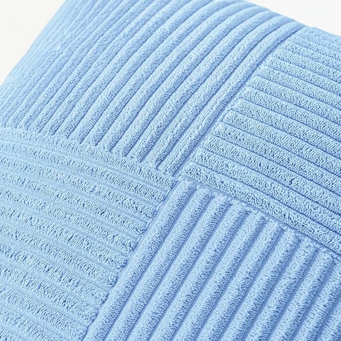 MIULEE Light Blue Decorative Throw Pillow Covers 18x18 Inch for Couch Bed Sofa Pack of 2 Boho Farmhouse Throw Pillows Soft Cross Corduroy Patchwork Textured Cushion Cases