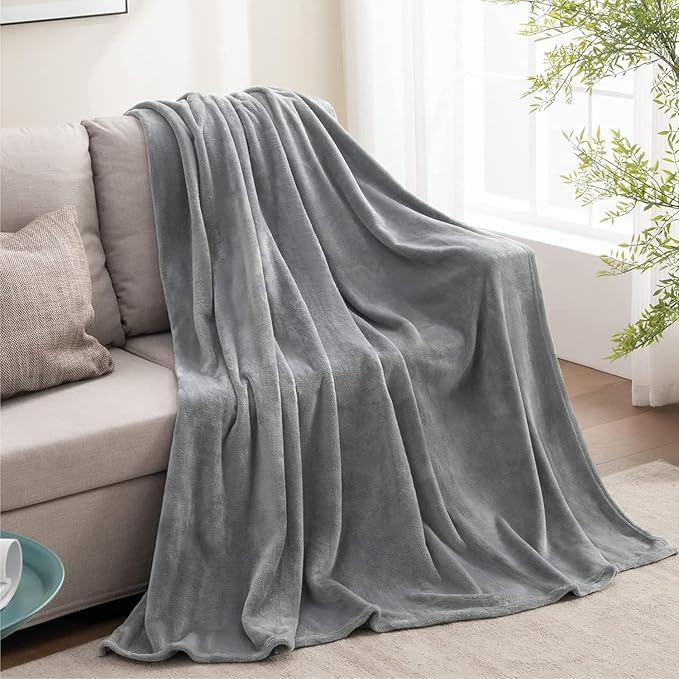 BEDELITE Fleece Blanket Grey Throw Blanket for Couch & Bed, Luxury Plush Cozy Fuzzy Blanket 50" x 60", Super Soft Warm Lightweight Throw Blanket for Travel Camping