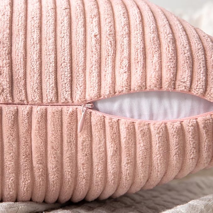 MIULEE Pink Decorative Lumbar Throw Pillow Covers 12x20 Inch for Couch Bed Sofa Valentines Day Pack of 2 Boho Farmhouse Throw Pillows Soft Cross Corduroy Patchwork Textured Cushion Cases