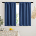 RYB HOME Short Blackout Curtains for Bedroom, Room Darkening Insulated Summer Heat Light UV Blocking Energy Saving Drapes for Nursery, Width 34 by Length 45, Navy Blue, Set of 2