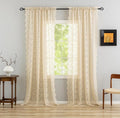 YJ YANJUN Vintage Lace Curtains 132 Inches Long-Victorian Floral Fancy Beige Sheer Curtain Panels for Living Room Bedroom,Light Filtering, Boho 70s Grandma Core Decor 2 Panels 52W x 132L