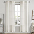 Cream Linen Curtains 80 Inch Length 2 Panels Set Back Tab Drapes for Bedroom Living Room Modern Farmhouse Coastal Decor Semi Sheer Privacy Light Filtering Windows Dining Room 42x80