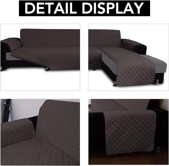 Easy-Going L Shape Sofa Slipcover - Reversible Sofa Cover for Pets & Furniture Protection (Large, Chocolate/Chocolate)