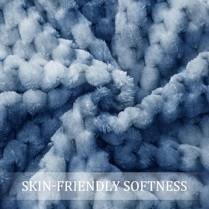 Exclusivo Mezcla Fleece Twin Blanket for Bed, Extra Large Fuzzy Tie-dye Stone Blue Bed Blankets, Soft Cozy Plush Sofa Throws for All Seasons, 90x66 Inches
