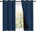 NICETOWN 100% Blackout Short Curtains with Black Liners, 2 Panels, 37" W by 40" L, Moroccan Blue, Thermal Insulated Full Blackout 2-Layer Lined Drapes, Energy Efficiency Window Draperies for Bedroom