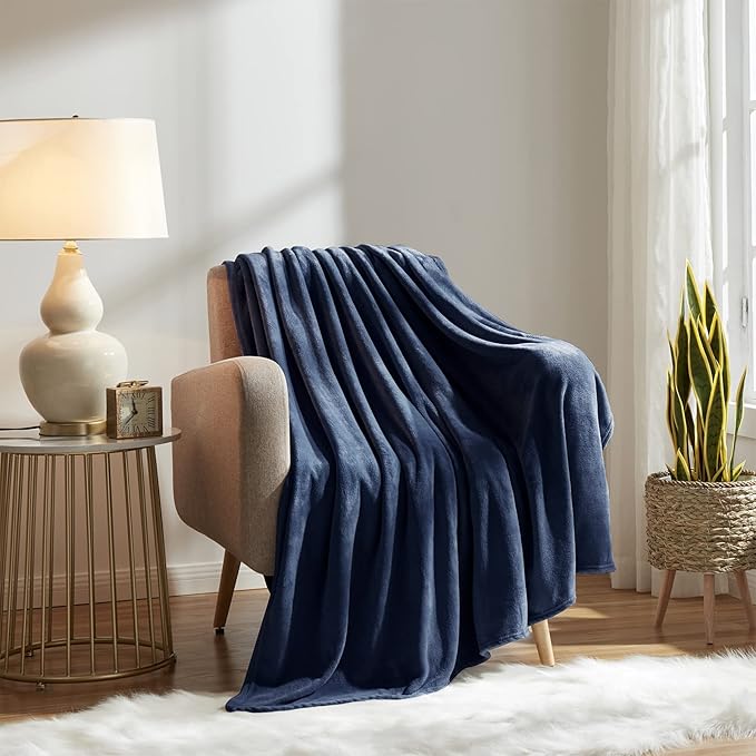 KMUSET Fleece Blanket Twin Size Navy Lightweight Throw Blanket Super Soft Cozy Microfiber Blanket Factory Shop