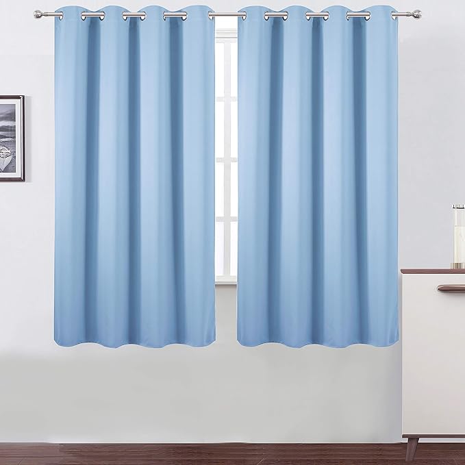 LEMOMO Sky Blue Thermal Blackout Curtains/52 x 63 Inch/Set of 2 Panels Room Darkening Curtains