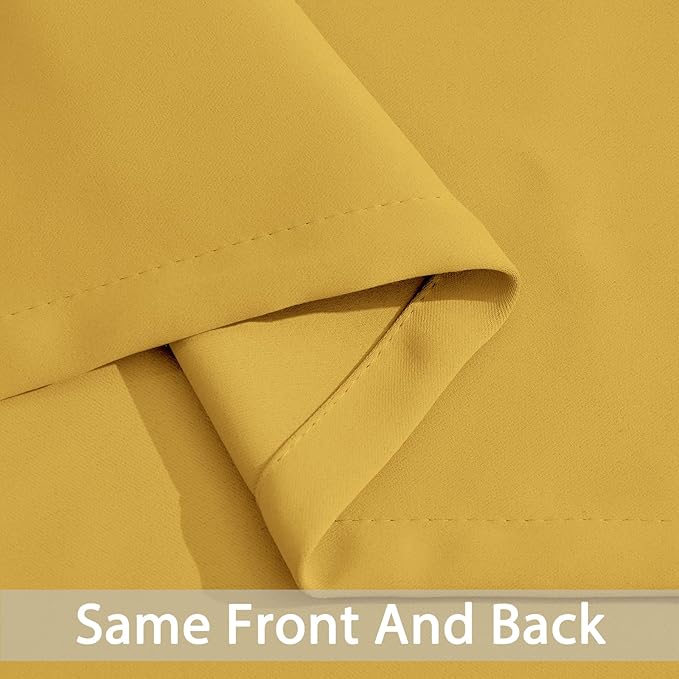 Yakamok Blackout Curtains Room Darkening Thermal Insulated Window Panels,Solid Grommet Top Drapes for Bedroom/Living Room(62Wx96L, Mustard Yellow, 2 Panels)