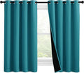 NICETOWN 100% Blackout Curtains 57 inches Long, Double-Deck Completely Blackout Window Treatment Thermal Insulated Lined Drapes for Small Window (Peacock Teal, 1 Pair, 55 inches Width Each Panel)