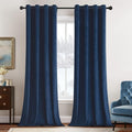 MIULEE Elegant Velvet Curtains Navy Blue Grommet Curtains Thermal Insulated Soundproof Room Darkening Blackout Curtains/Drapes for Girls & Ladys Living Room/Bedroom 52 x 96 Inch 2 Panels