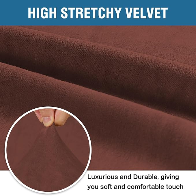 H.VERSAILTEX Stretch Velvet Sofa Covers Large Couch Covers Furniture Protector Soft with Non Slip Elastic Bottom, Feature Thick Comfy Rich Velour (Extra Large Sofa 98"-105", Burnt Brick)